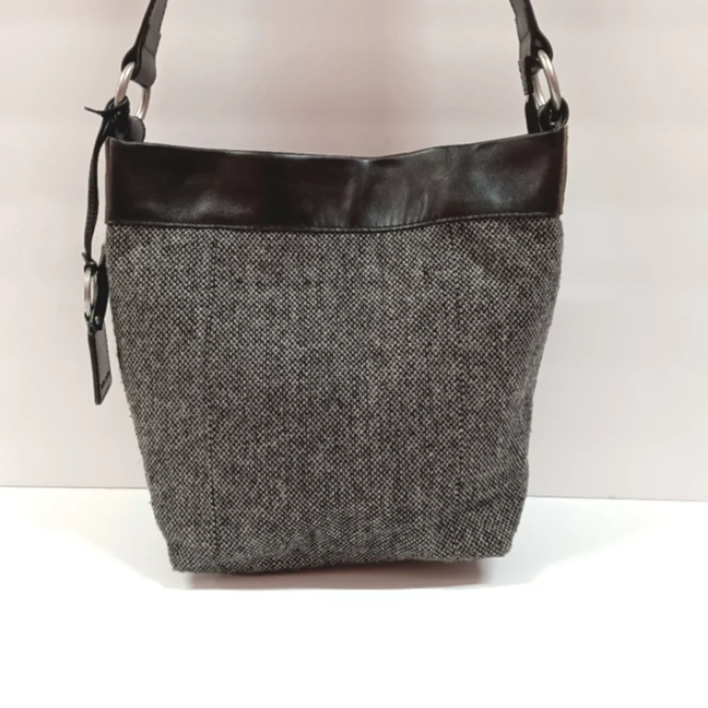 ELLINGTON Wool Tweed & Italian Leather Shoulder Tote Bag